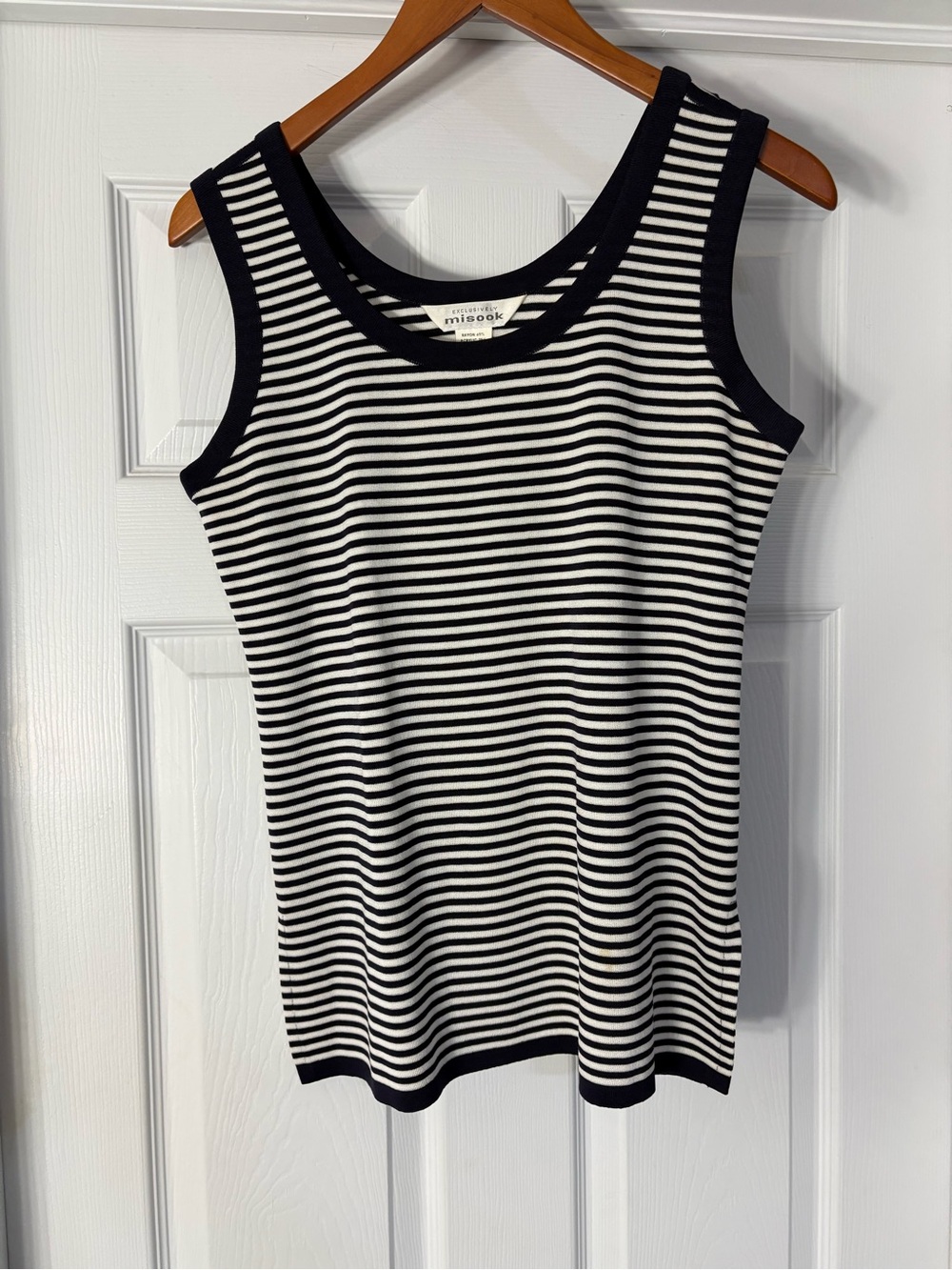 Misook Black & White Striped Sleeveless Tank